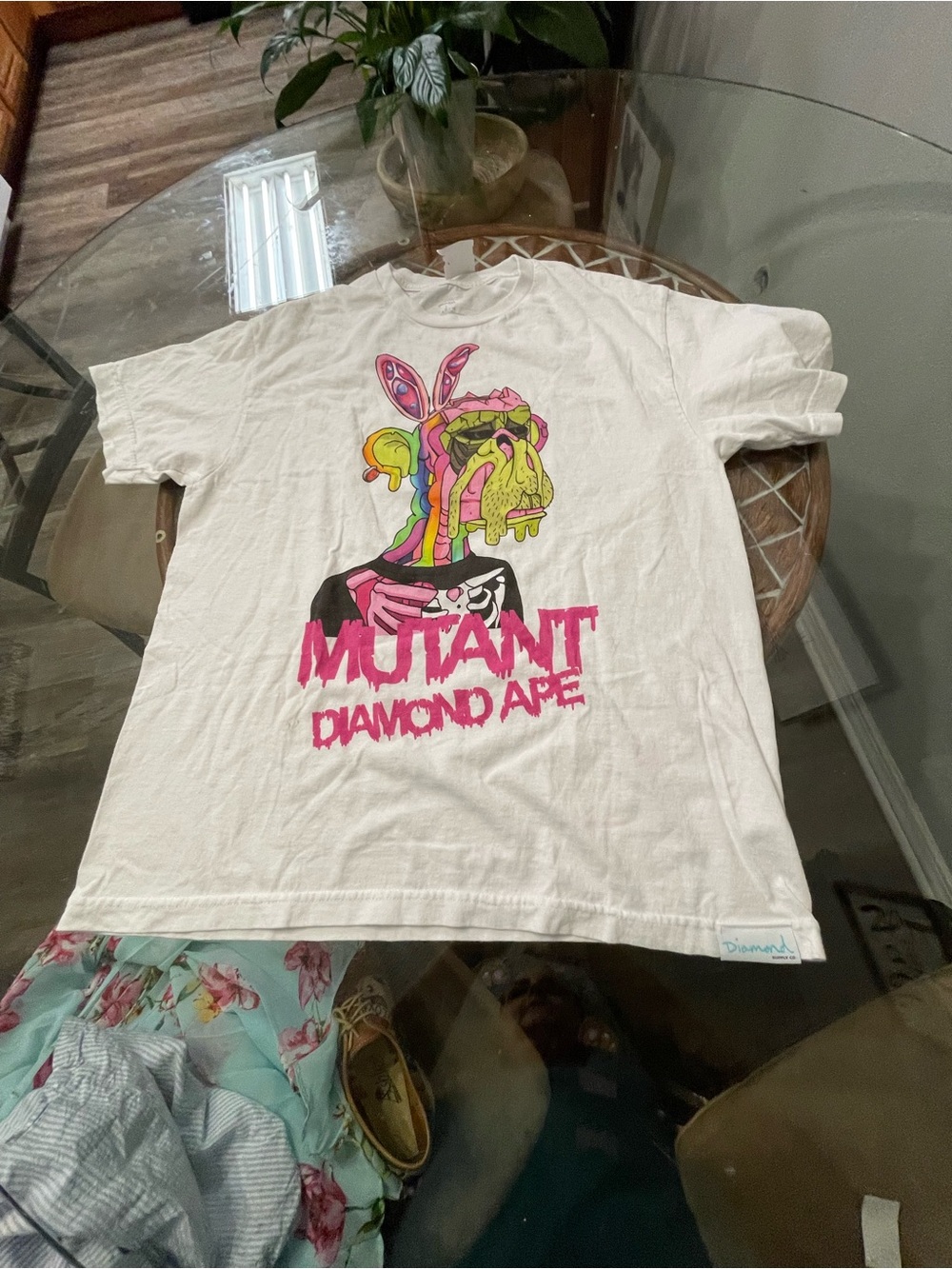 Diamond Supply Co. X Ape Mutant Ape Bunny White T-Shirt Size L